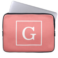 Light Coral White Framed Initial Monogram