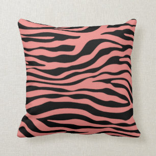 Light Coral Zebra Stripes Animal Print Cushion