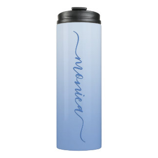 Light Cornflower Blue Gradient Elegant Signature Thermal Tumbler