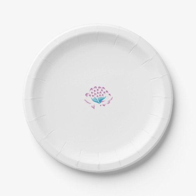 Light Cornflower Blue, Sky Megenta, Girly Paper Plate (Front)