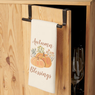 Light Cosy Soft Vanilla Charming Autumn Blessings Tea Towel