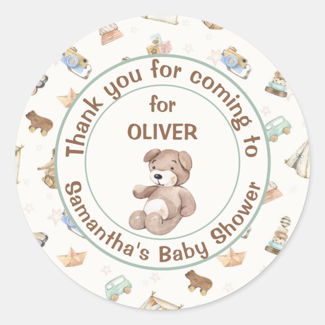 Light Cream Boho Baby Shower Favour Classic Round Sticker (Front)