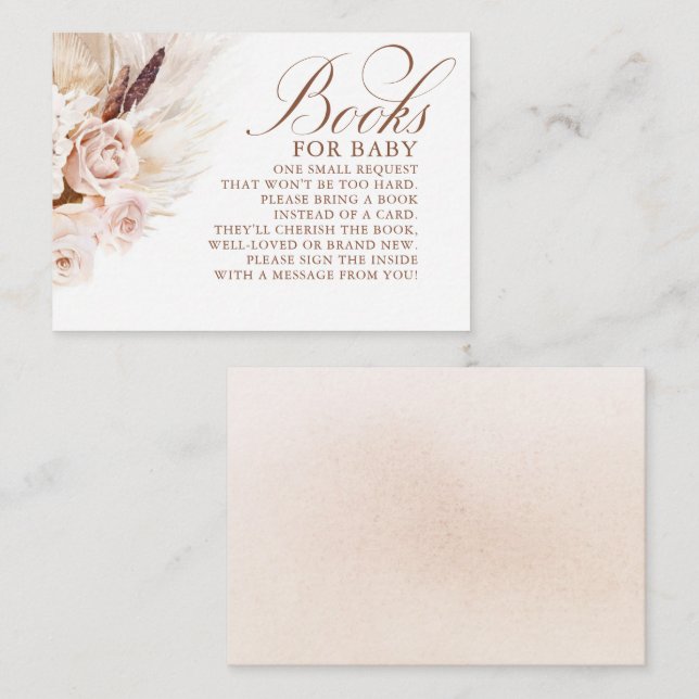 Light Cream Floral Exotic Boho Baby Shower Books Enclosure Card (Front/Back)
