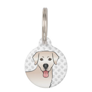 Light Cream Labrador Retriever Cartoon Dog Head Pet Tag
