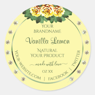 Light Cream Product Labels Yellow Roses Diamonds