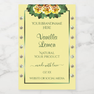 Light Cream Product Labels Yellow Roses Diamonds