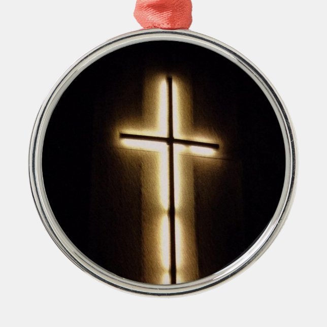 Light Cross Metal Tree Decoration (Front)