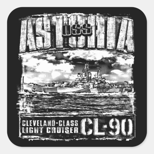 Light cruiser Astoria Square Sticker (Front)