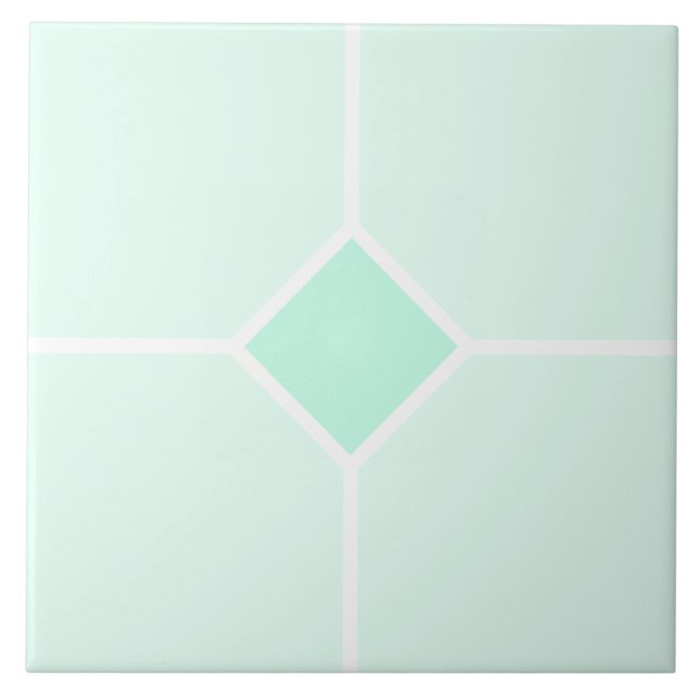 Light cyan green and white square cross tile (Front)