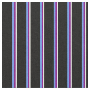 Light Cyan, Purple, Cornflower Blue & Black Lines Fabric