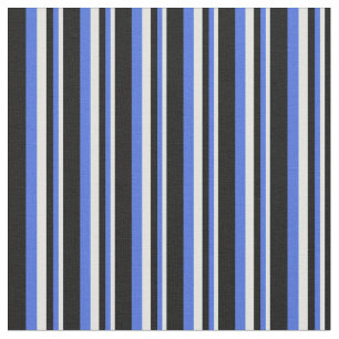 Light Cyan, Royal Blue, and Black Lines Fabric