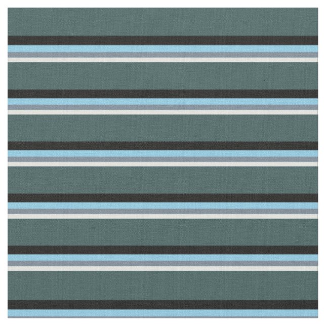 Light Cyan, Slate Grey, Sky Blue, Black & Grey Fabric (Close Up)