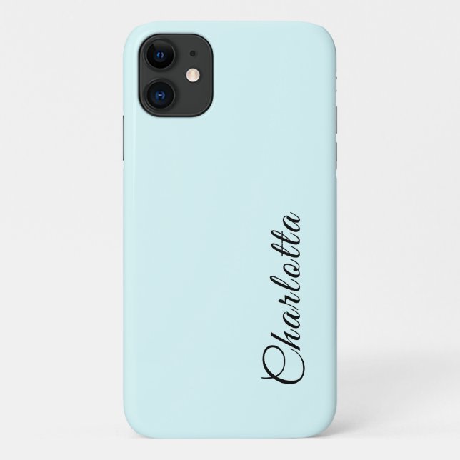 Light Cyan Solid Colour | Minimalist Elegant Name Case-Mate iPhone Case (Back)
