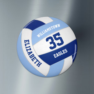 Light dark blue team colours kids volleyball magnet