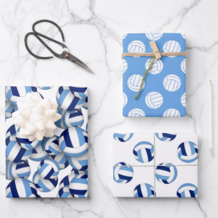 light dark blue volleyball patterns any occasion wrapping paper sheet