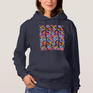 Light Dark Blue White Green Floral Art Christmas Hoodie