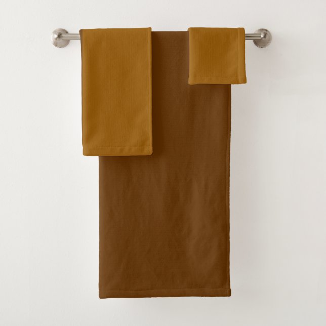 Light Dark Brown Part Half Sides Design Bath Towel Set (Insitu)