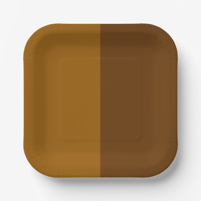Light Dark Brown Part Half Sides Design Paper Plate (Front)