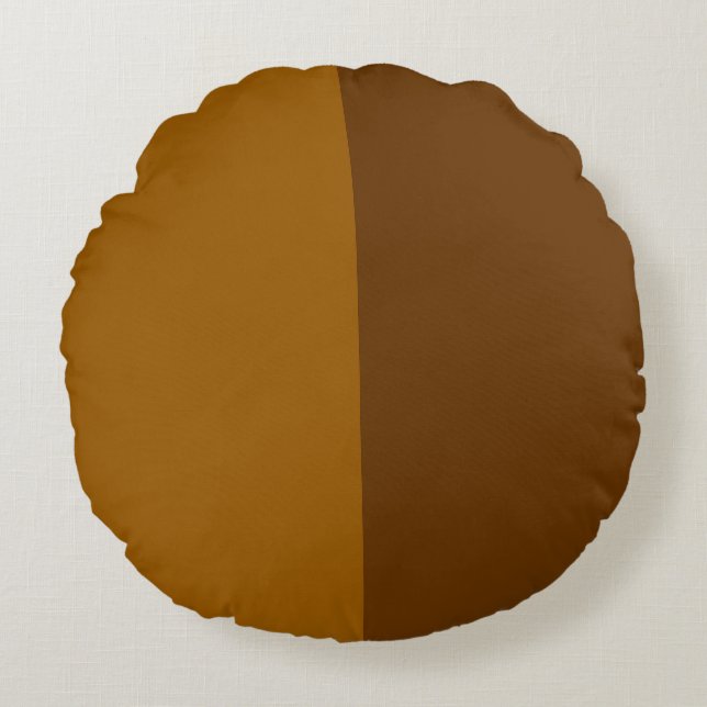 Light Dark Brown Part Half Sides Design Round Cushion (Front)