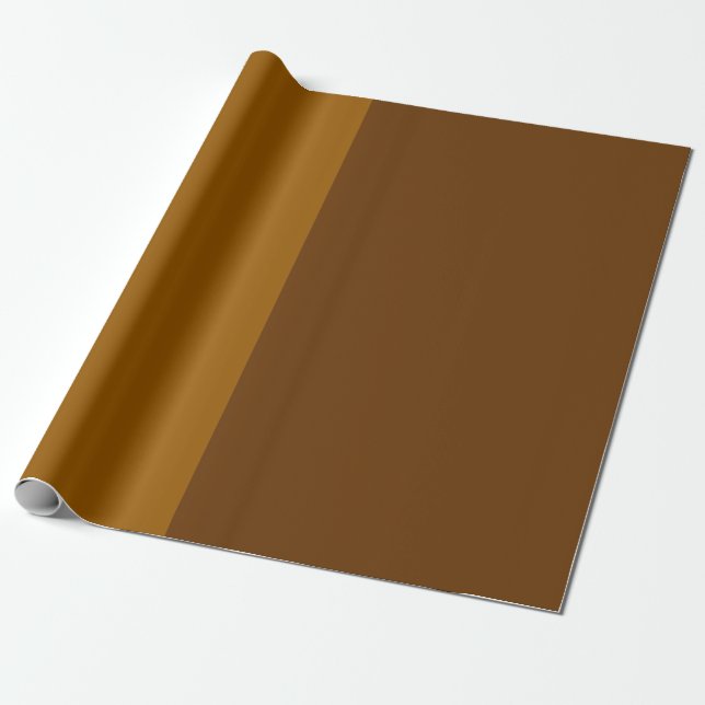 Light Dark Brown Part Half Sides Design Wrapping Paper (Unrolled)