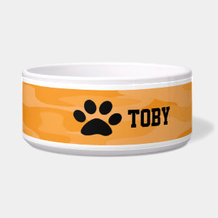 Light&Dark Orange Camouflage Personalised Dog Bowl