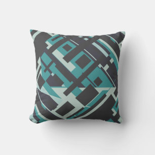 Light & Dark Teal on Charcoal Diagonal Art Design Cushion