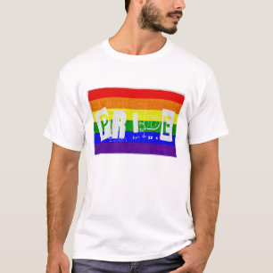 Light Distressed Patch Gay Pride Flag Rainbow Flag T-Shirt