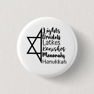 Light Dreidel Latke Kanish Menorah Hanukkah 3 Cm Round Badge