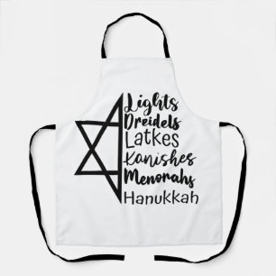 Light Dreidel Latke Kanish Menorah Hanukkah Apron