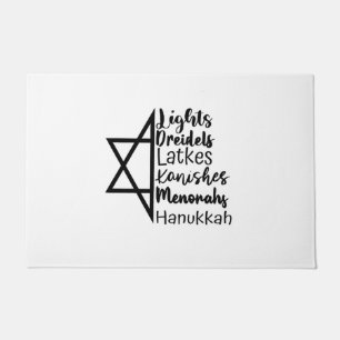 Light Dreidel Latke Kanish Menorah Hanukkah Doormat