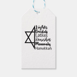 Light Dreidel Latke Kanish Menorah Hanukkah Gift Tags