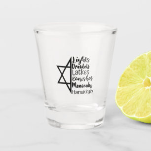 Light Dreidel Latke Kanish Menorah Hanukkah  Shot Glass