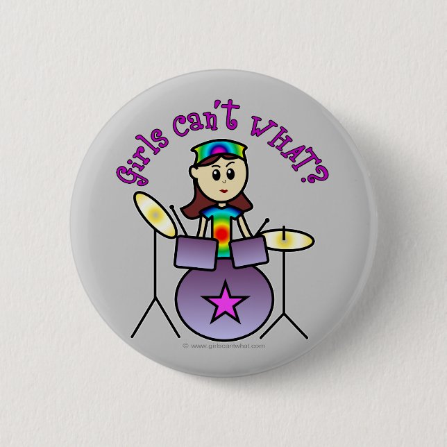 Light Drummer Girl 6 Cm Round Badge (Front)