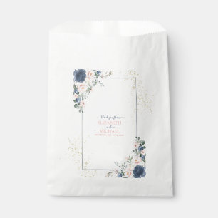 Light Dusty Blue Blush Pink Gold Floral Wedding Favour Bags