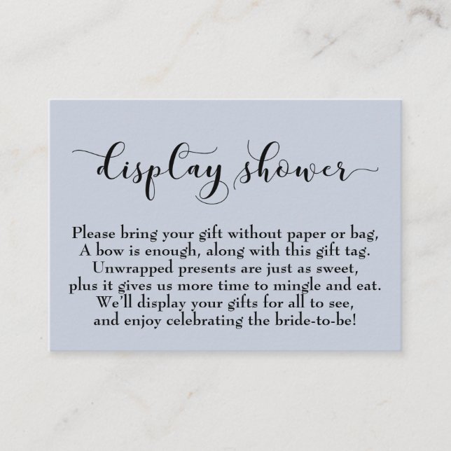 Light Dusty Blue Display Bridal Shower Gift Card (Front)