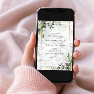 Light Dusty Blue Eucalyptus Greenery Succulent Invitation