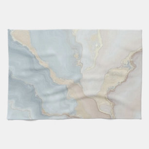 Light Dusty Blue Gray Beige Cream Abstract Tea Towel