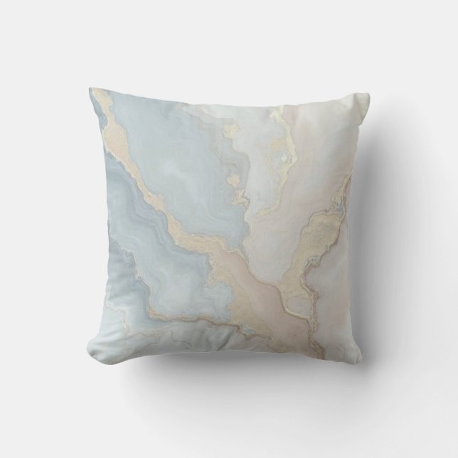 Light Dusty Blue Grey Beige Cream Abstract Cushion (Front)