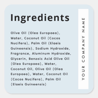 Light dusty blue trendy ingredient list product square sticker