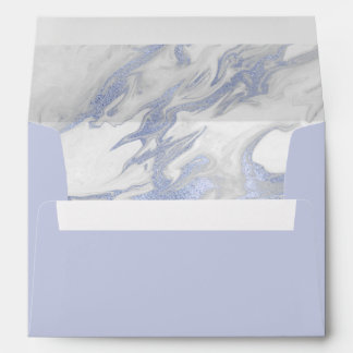 Light Dusty Blue with Marbled Inside Wedding Envelope