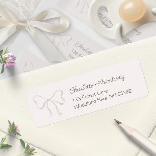 Light Dusty Rose Baby Shower Bow Return Address