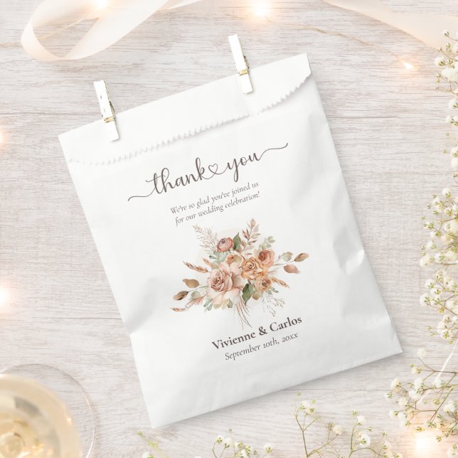 Light Earth Tone Floral Rustic Wedding Thank You Favour Bags (Clipped)