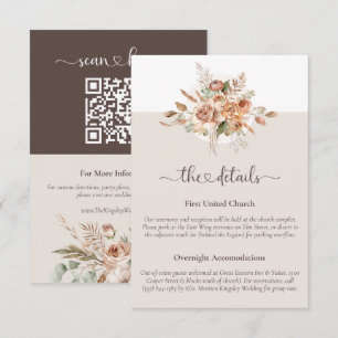 Light Earth Tone Floral Wedding Details Info Card