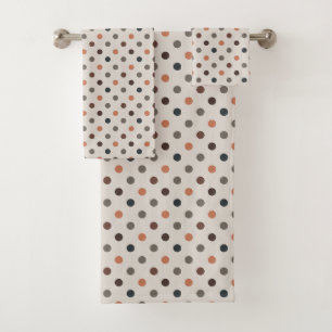 Light Earth Tone Woodlands Polka Dots Design Bath Towel Set