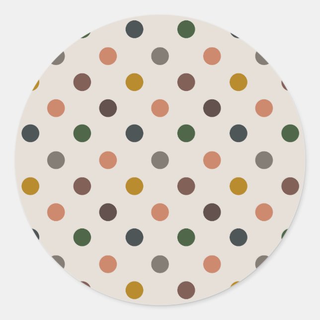 Light Earth Tone Woodlands Polka Dots Design Classic Round Sticker (Front)