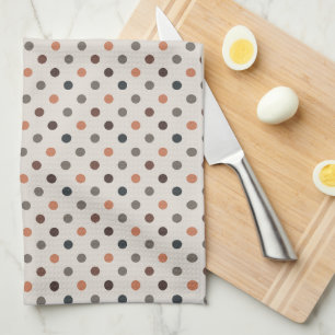 Light Earth Tone Woodlands Polka Dots Design Tea Towel