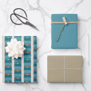 Light Earthy Tones and Blue Wrapping Paper Sheet