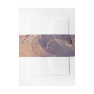 Light Elegant Boho Floral Purple Fall Gold Wedding Invitation Belly Band