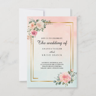 Light Elegant Pink Floral Wedding Invitation