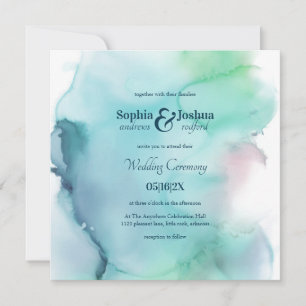 Light Elegant Watercolor Abstract Wedding Invitation